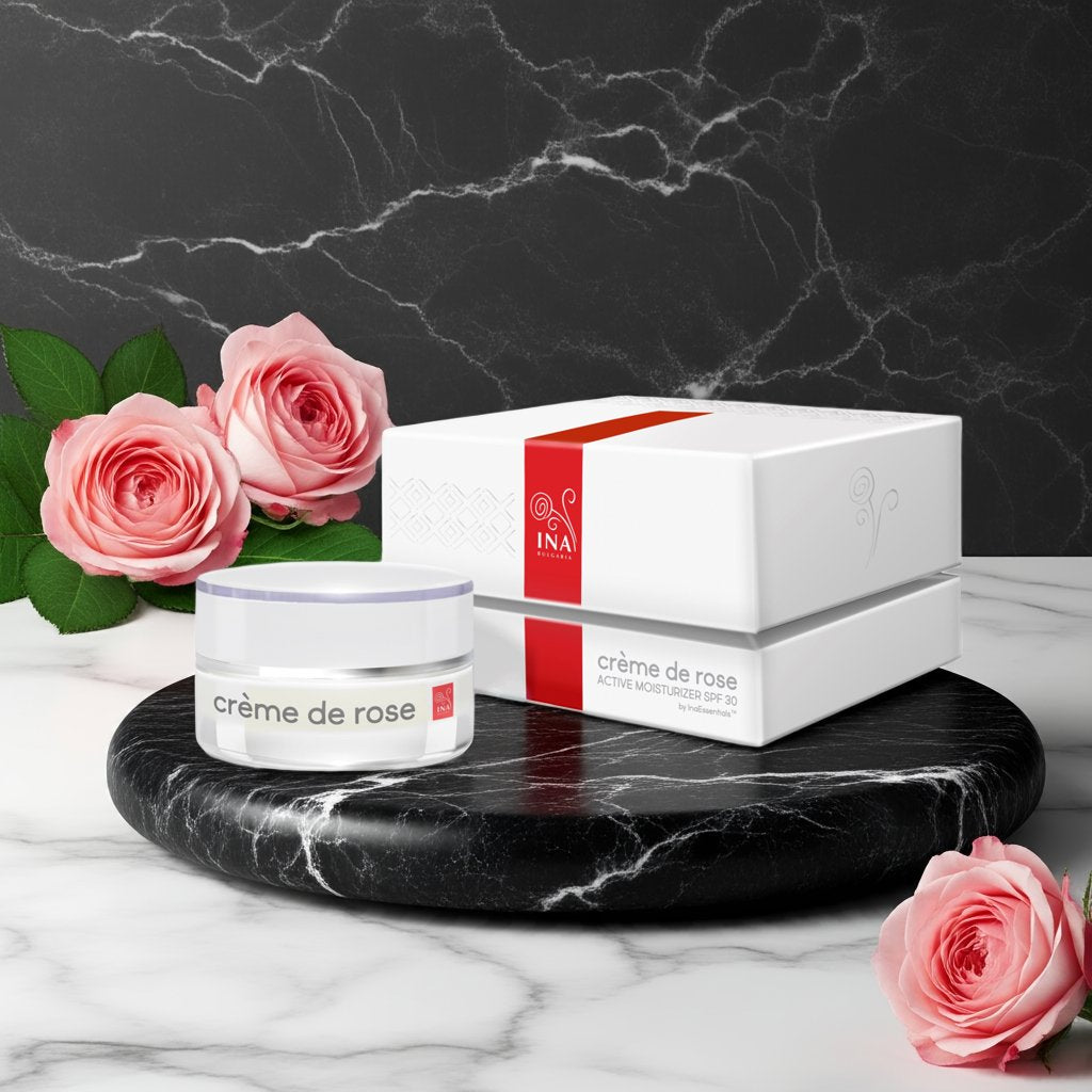Crème de rose - Ενυδατική Κρέμα Προσώπου με SPF30 - εμπλουτισμένη με Οργανικό αιθέριο έλαιο Τριαντάφυλλου Cosmetics InaEssentials Ελλαδα