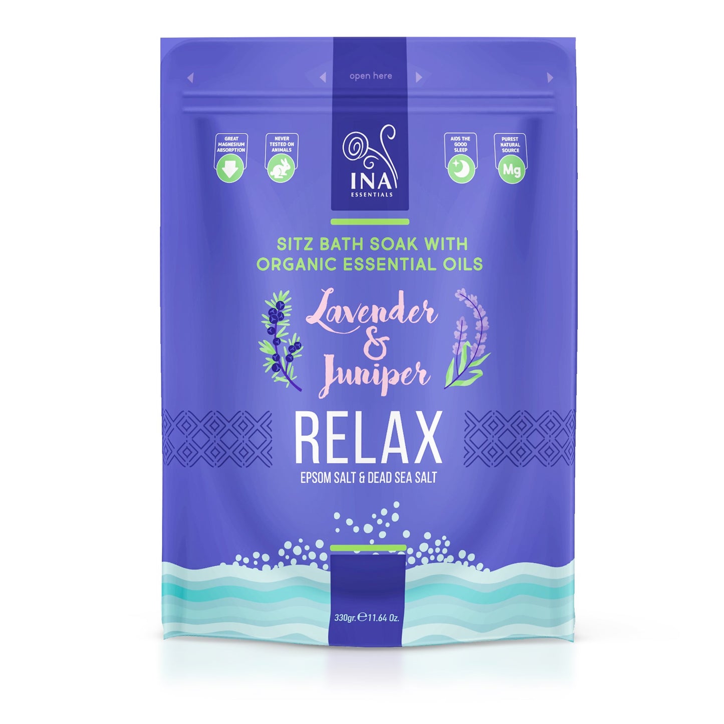 Relax - Άλατα μπάνιου με λεβάντα και Άρκευθο για Χαλάρωση και Ανακούφιση από το Άγχος 200g Cosmetics InaEssentials Ελλαδα
