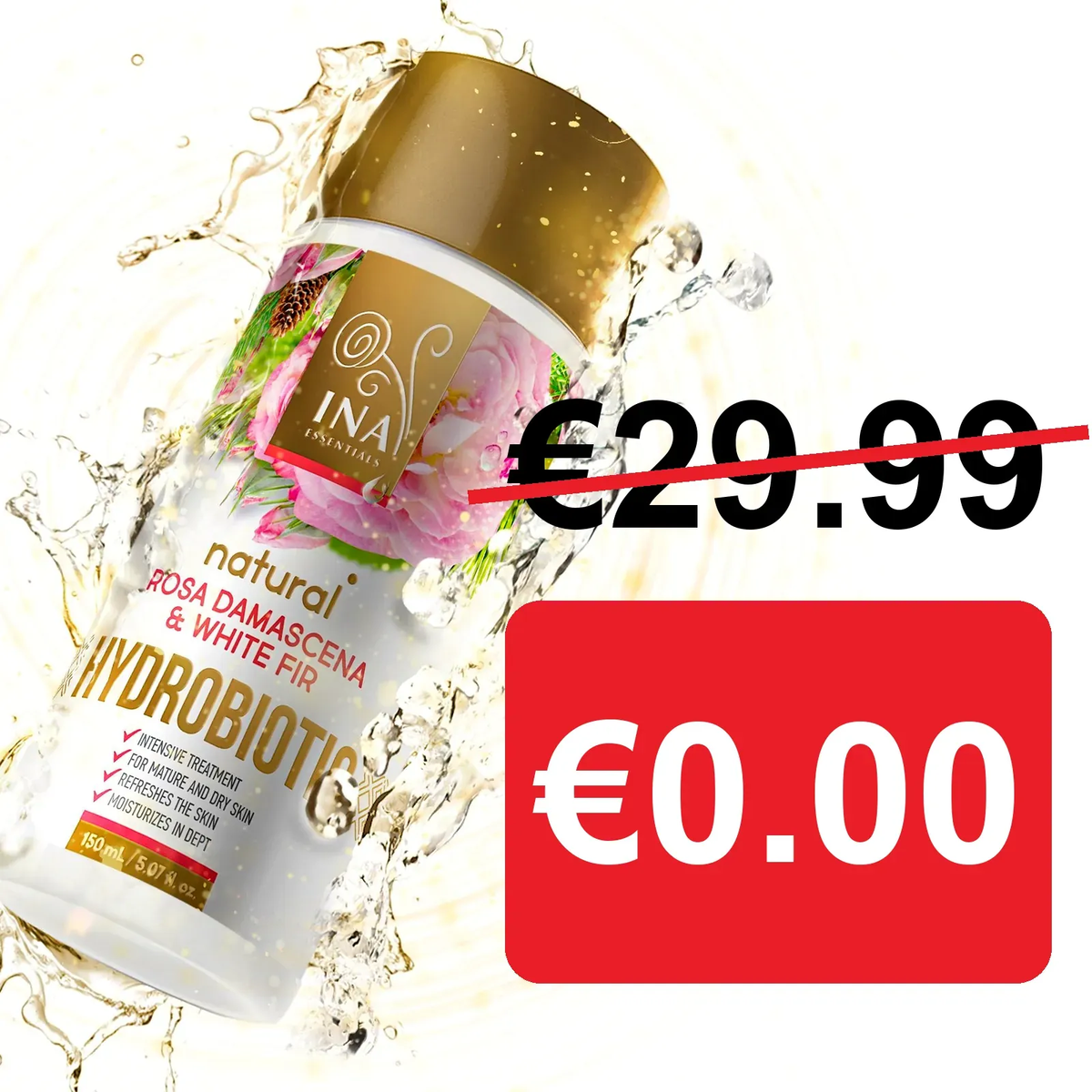 + Δώρο Hydrobiotic - Τριαντάφυλλο, Λευκή Ελάτη & φλούδα Λεμονιού - εντατική αντιγηραντική φροντίδα