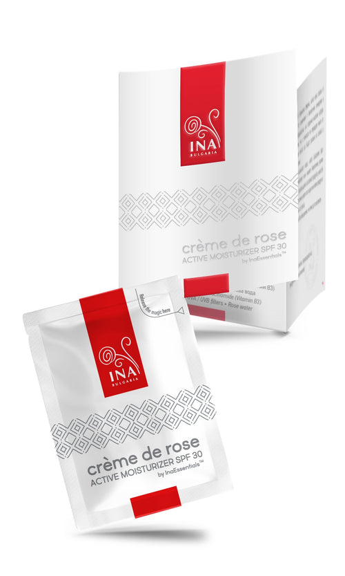 Crème de rose by InaEssentials - Ενεργή ενυδατική κρέμα με SPF30 με βιολογικό έλαιο τριαντάφυλλου και ροδόνερο 2ml InaEssentials Ελλαδα 