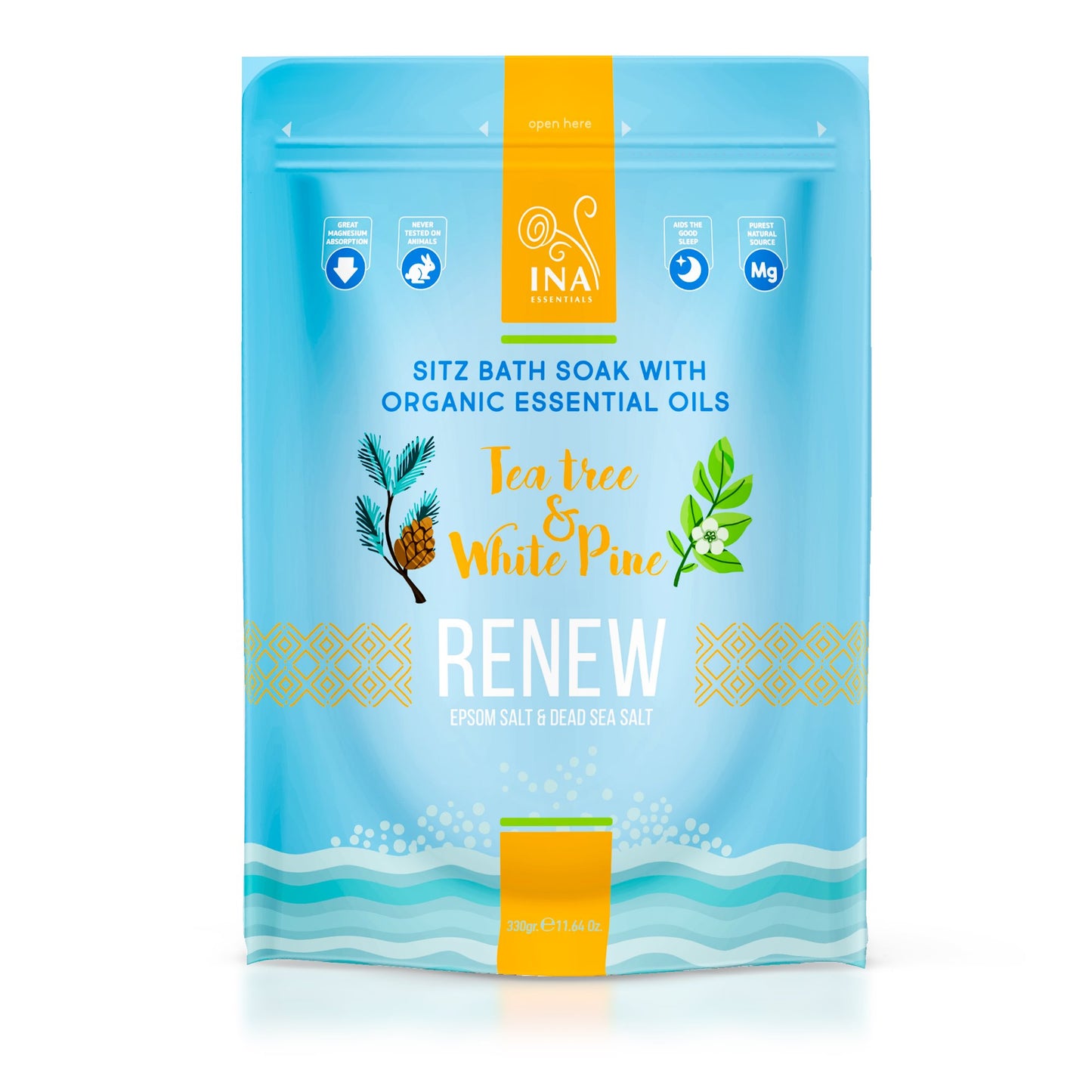 Renew – Άλατα μπάνιου με Τεϊόδεντρο και Λευκή πεύκη για κουρασμένα πόδια και μύκητες. InaEssentials Ελλαδα 