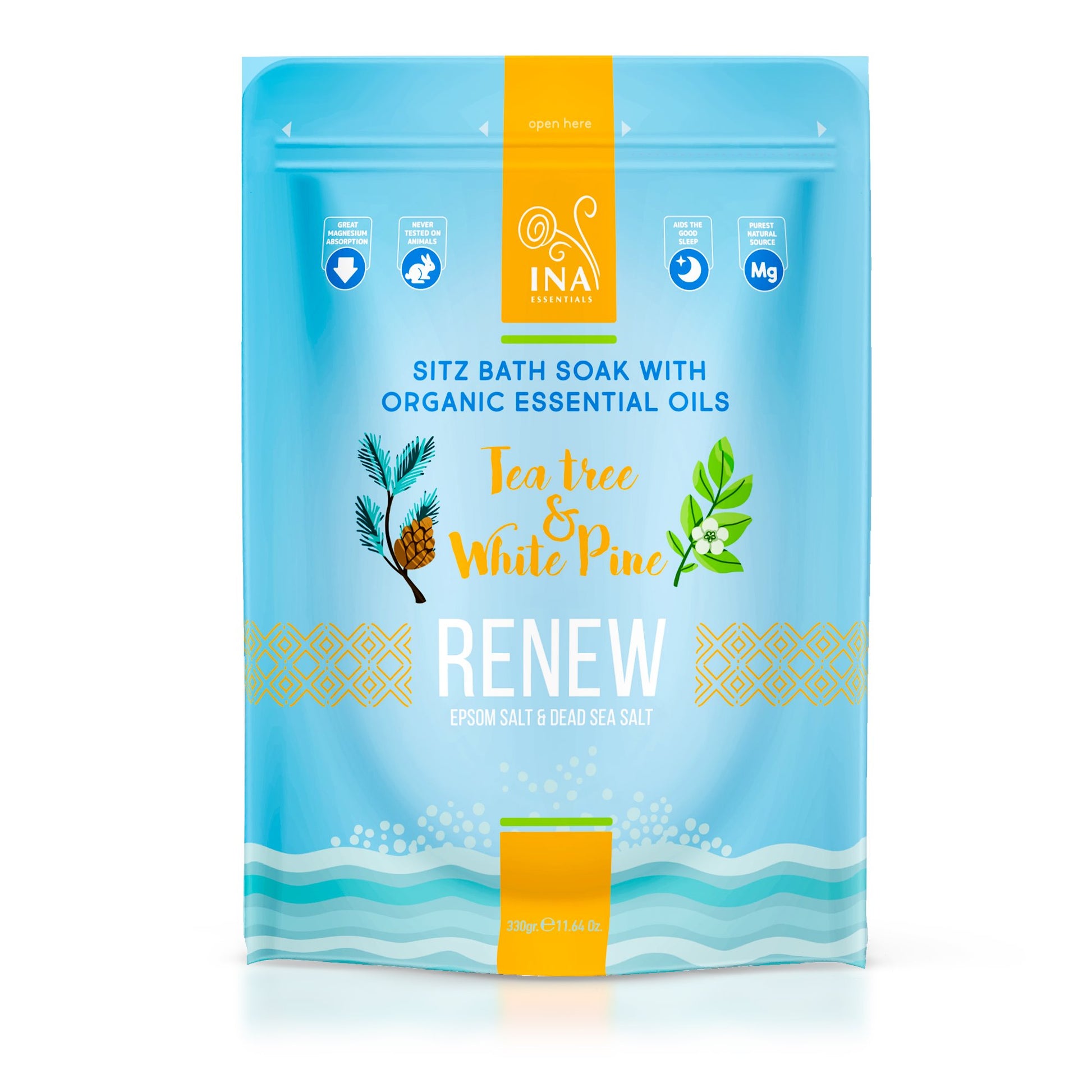 Renew – Άλατα μπάνιου με Τεϊόδεντρο και Λευκή πεύκη για κουρασμένα πόδια και μύκητες. InaEssentials Ελλαδα 